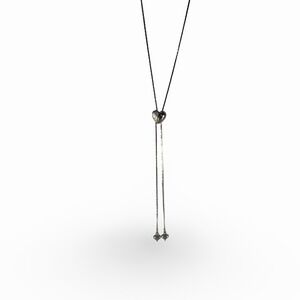 Unbranded Adjustable Puff Heart Bolo Necklace Women Silver Tone Y-Necklace